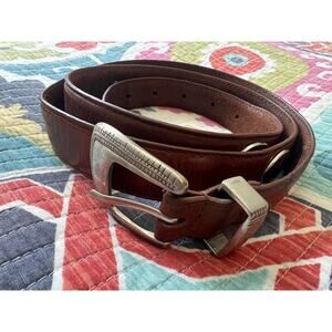 VTG 90'S PGA TOUR Brown Leather W/ Golf Conchos Tapered Belt MADE IN USA SIZE 42